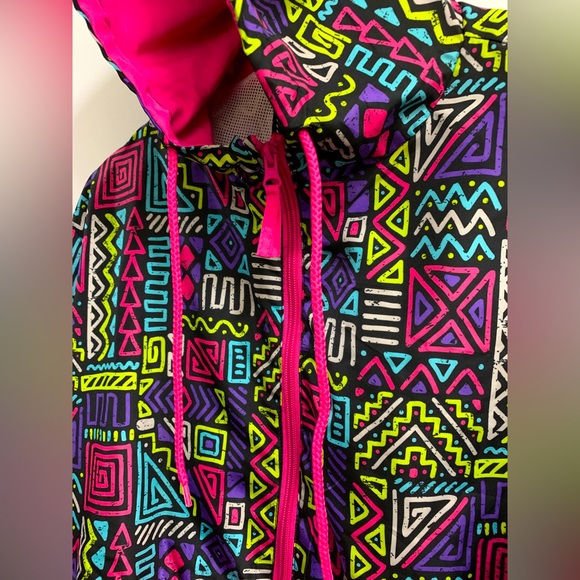 Colorful Windbreaker Jacket Half Zip Black Jack 1999 USA popover hood Retro 90s - Picture 7 of 8